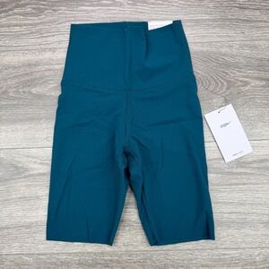 Nike Yoga Luxe Shorts Womens XXS Teal High Waisted Tights Dri Fit Training Biker